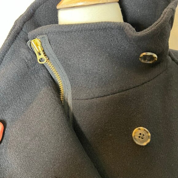 J.Crew Womens $375 Villa Coat Italian Wool Black Size 4 BA538 - Picture 8 of 10